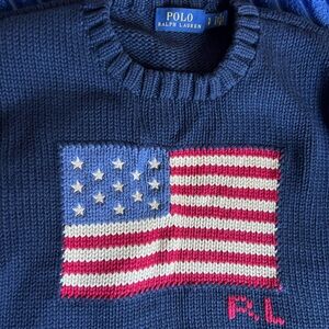 Polo by Ralph Lauren women's Navy Sweater with Flag Design